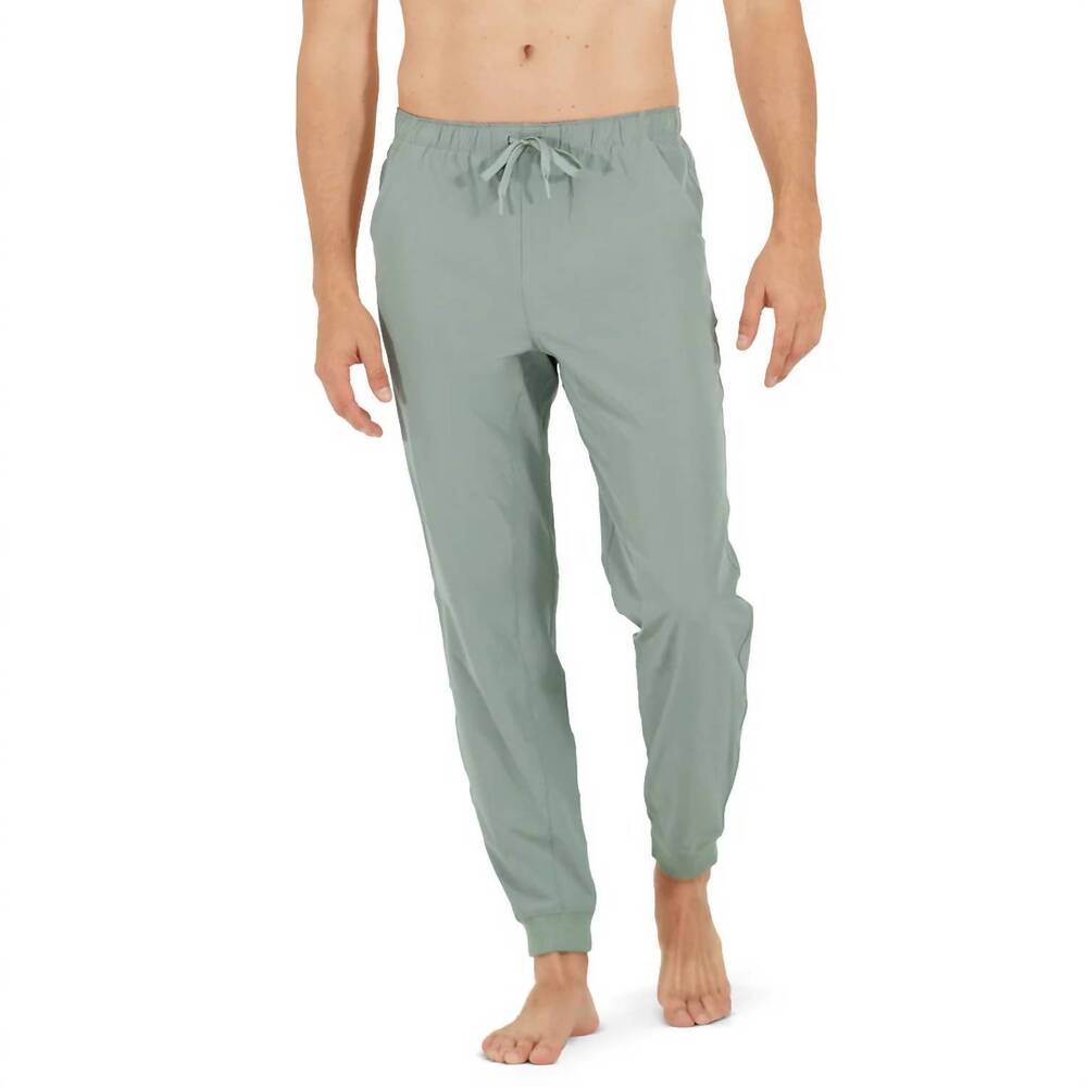 NEW SOMEWHERE SUNNY men's upf50+ lightweight upcycled joggers in eucalyptus